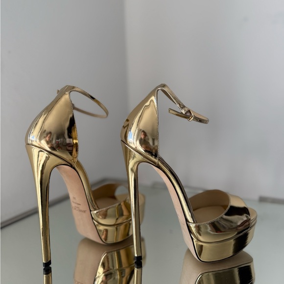 New Jimmy Choo Max 150 Leather Platform Sandals Liquid Gold $1,095 38 - Picture 8 of 13